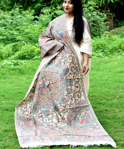 TUSSAR GHICHA HANDBRUSH PRINT SILK DUPATTA