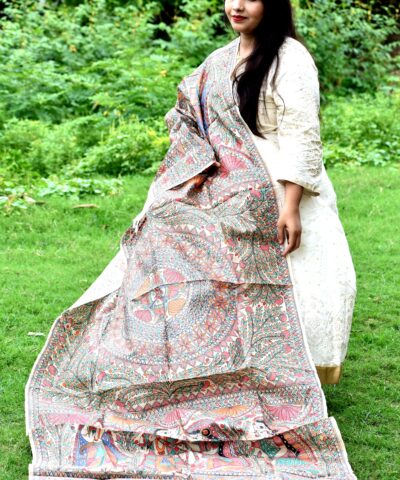TUSSAR GHICHA HANDBRUSH PRINT SILK DUPATTA