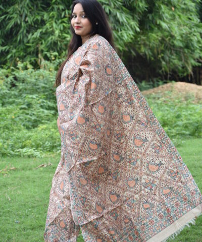 TUSSAR GHICHA HANDBRUSH PRINT SILK DUPATTA